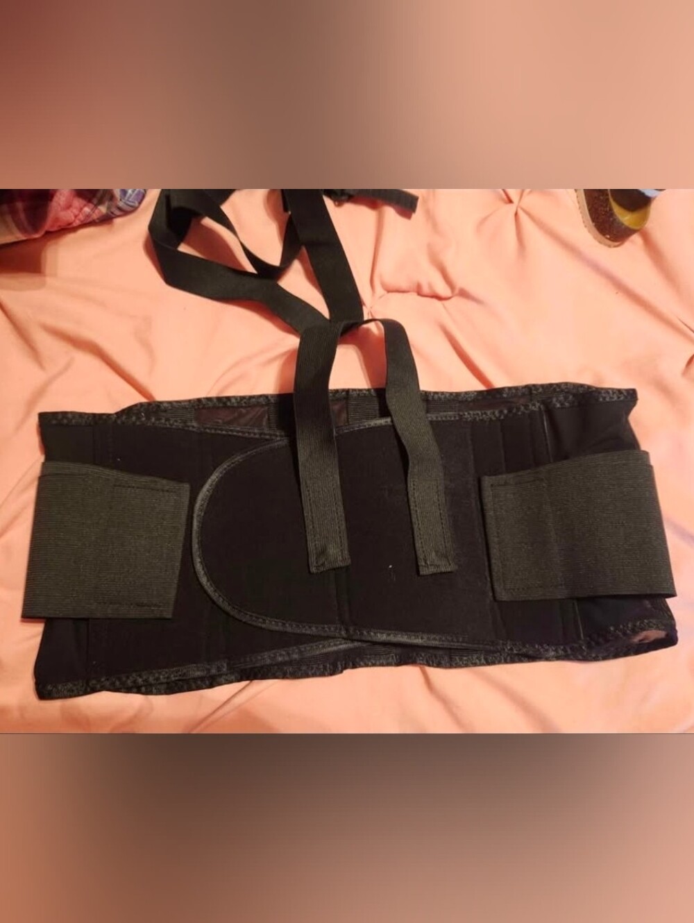Black Waist Support Belt With Suspenders